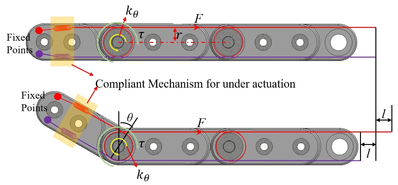 Cable path for under-actuation